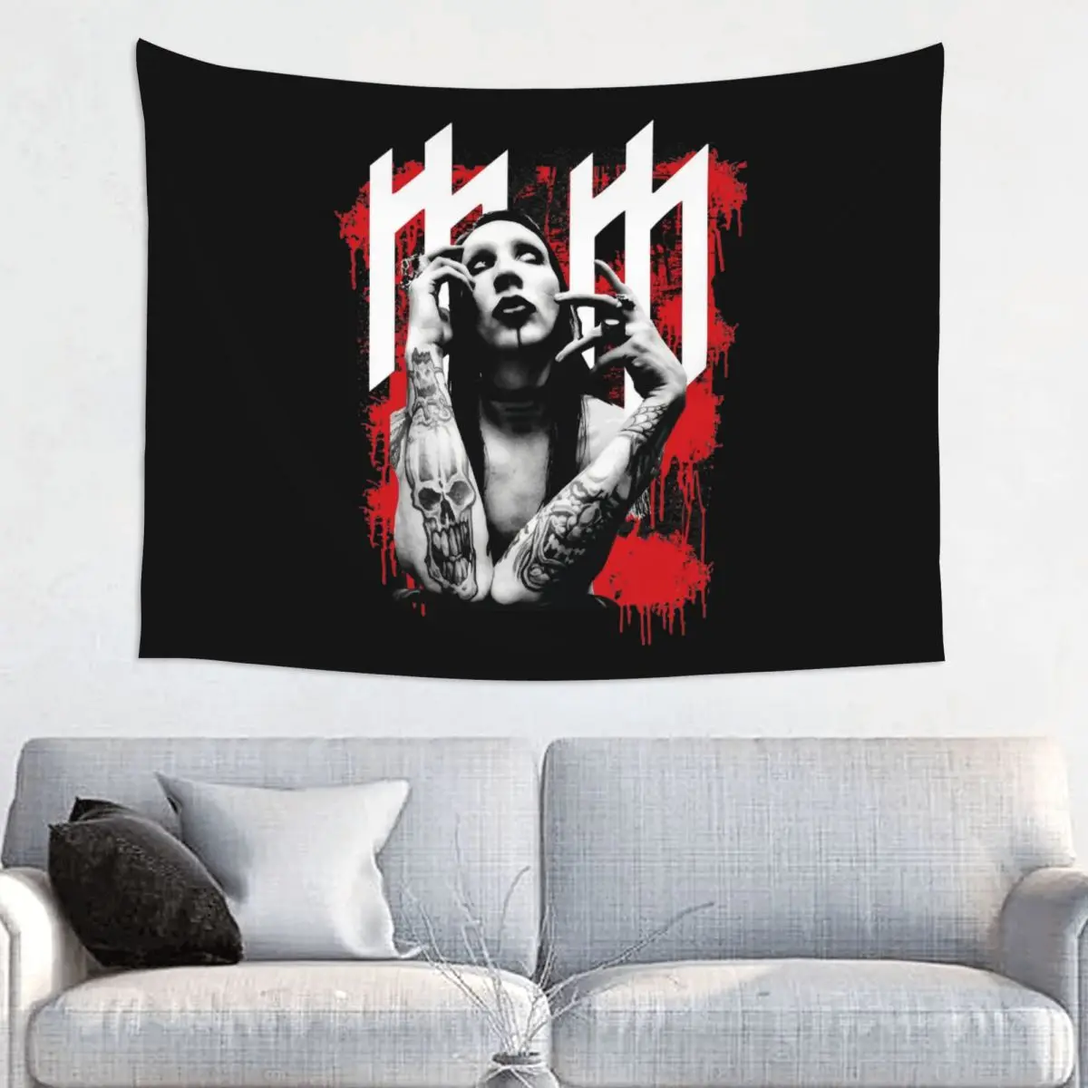 Marilyn Manson Tapestry Wall Hanging Hippie Fabric Tapestries Metal Music Rock INS Wall Blanket Room Decor Cloth