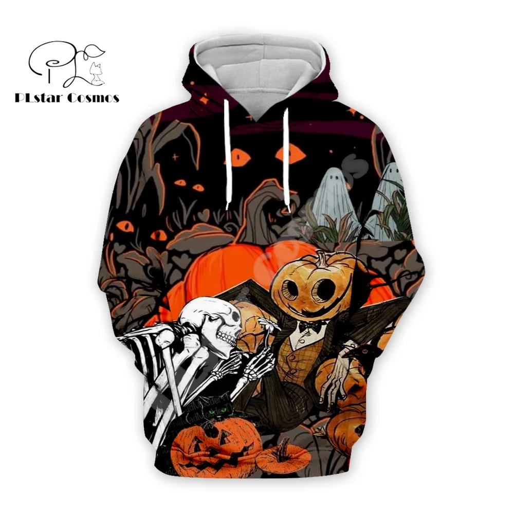 Halloween Pumpkin Skull Ghost Tattoo Retro Colorful Tracksuit Harajuku Pullover 3DPrint Streetwear Casual Jacket Funny Hoodies 7