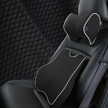 

New Luxury Car Headrest Pillow Neck Cushion Waist Support Travel Office Rest Auto Interior Decoration Accessories Knitted Fabric