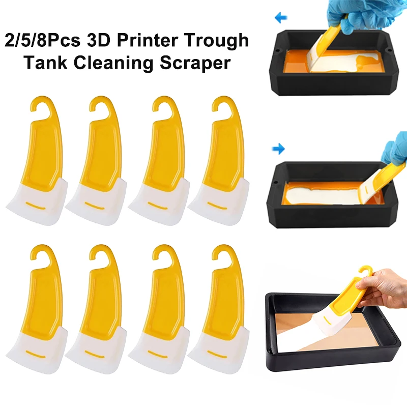 2/5/8Pcs Light Curing Resin Trough Tank Cleaning Scraper For 3D Printer Accessories