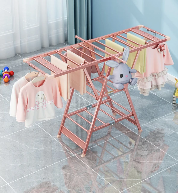 Stainless Steel Baby Clothes Hanger Floor Diaper Rack Towel Rack Foldable  Socks Hanger Multifunctional Baby Clothes Hanger