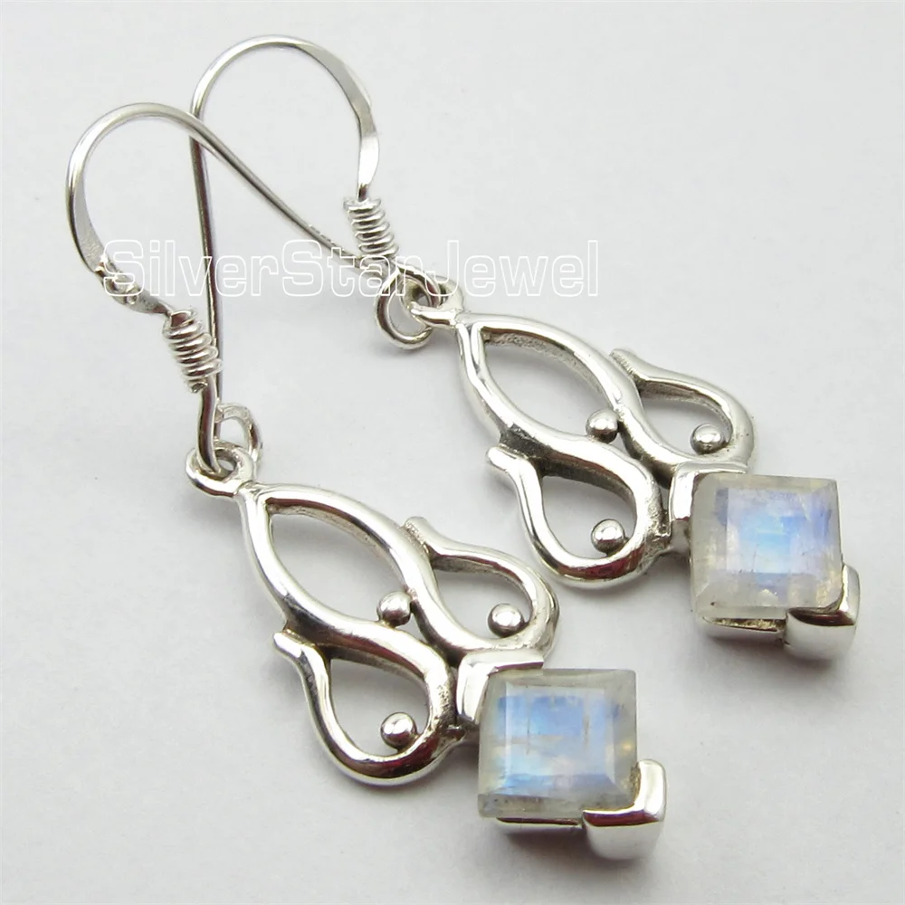 

Many Color Semi-precious Stone Drop Earrings 1.5" IN