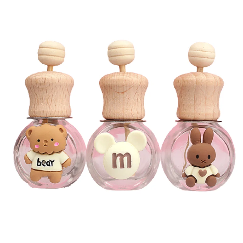 

25pcs Mini Perfume Bottle 8ml Portable Empty Clear Glass Wood Lid Round Cartoon Elegant Parfum Packaging Sample Refillable Vials