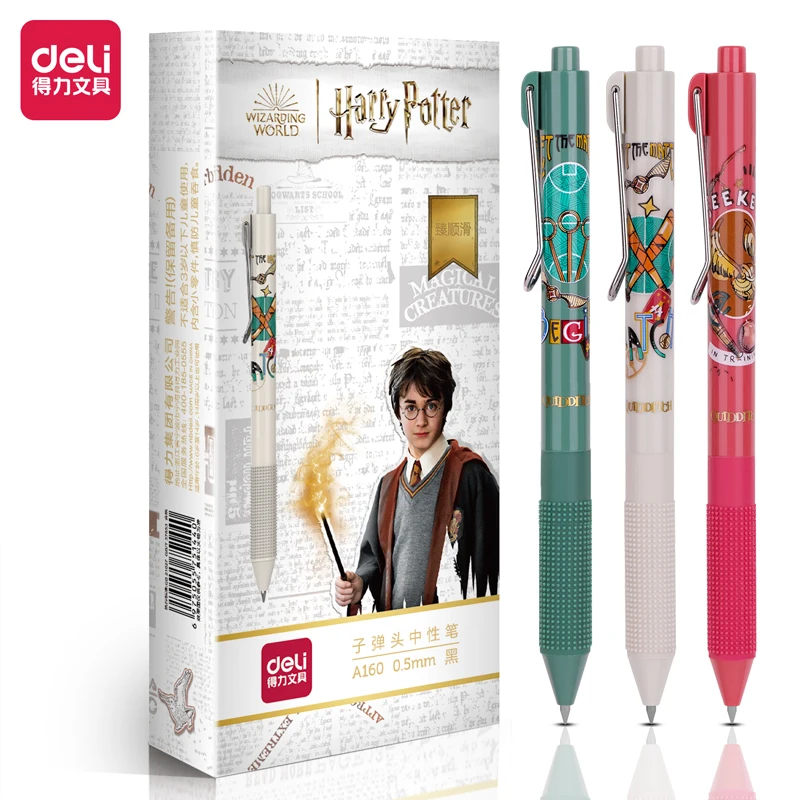 

Deli 3pcs 0.5mm Black Ink Gel Pen Harry Potter School Supplies Signing Pen High Quality Pen Office Pen Stationery For Writing