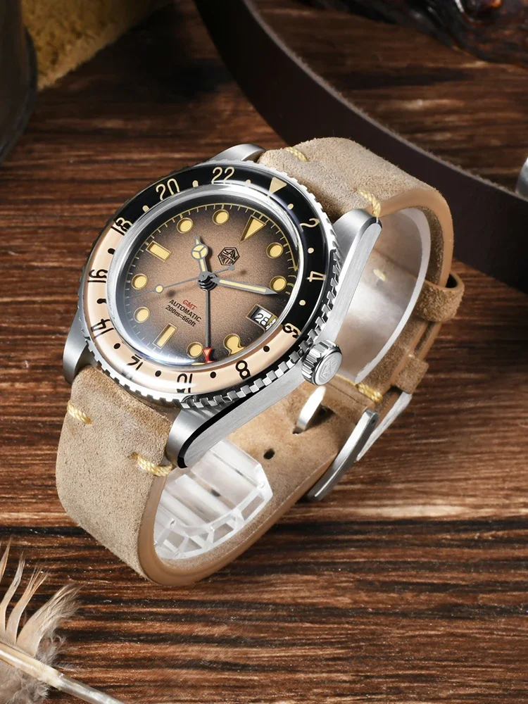 2025 New San Martin SN0134 Men Watch NH34 GMT Sandwich Dial 40mm