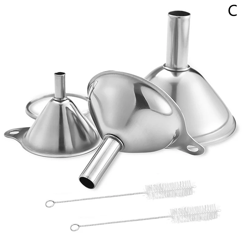 

1 Set Stainless Steel Funnel Three-piece Set Mini Funnel Oil Spill Wine Spill Tool Multipurpose Funnel Bar Kitchen Supplies