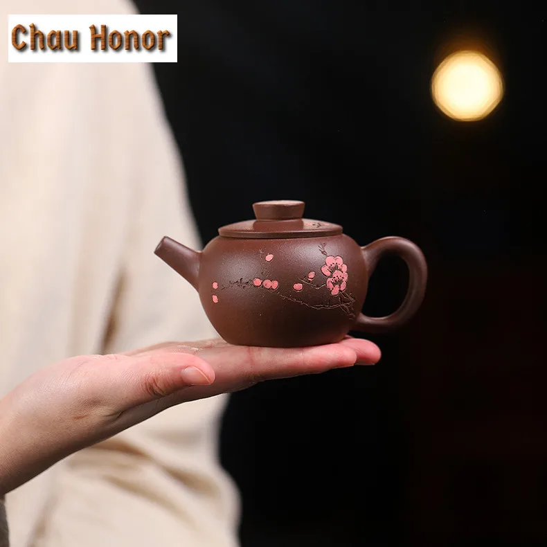 150ml Ancient Yixing Purple Clay Teapots Famous Artists Handmade Small Pot Raw Ore Purple Mud Tea Making Kettle Zisha Tea Set