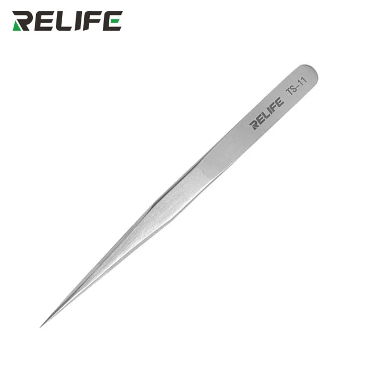 RELIFE TS-11 TS-15 Precision Sharp/Curved Tweezers for Mobile Phone Circuit Board CPU IC Repair High Hardness Clamping Clips