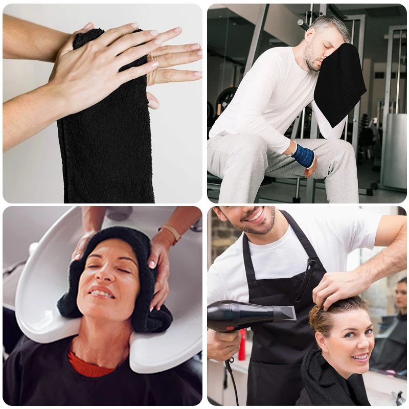 Thickening Black Microfiber Salon Towel Soft Absorbent Quick Drying