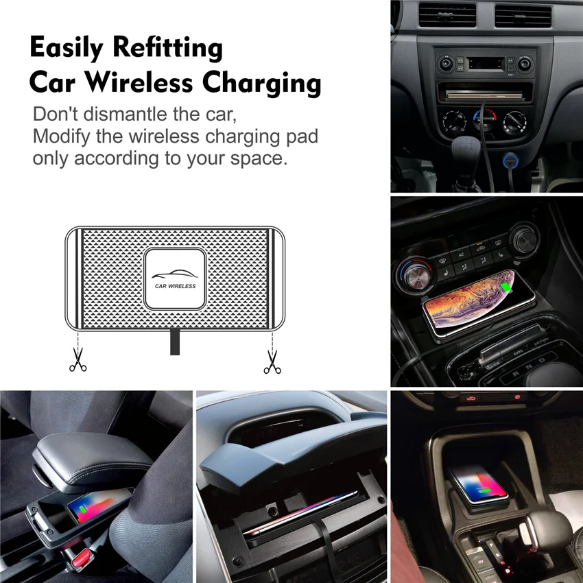 15W Auto-Drahtlosladegerät-Matte aus Silikon, rutschfeste Unterlage für iPhone 14 13 12 Pro Max Samsung Auto-Drahtlosladegerät für Telefone, schnelles Aufladen_voghion.com
