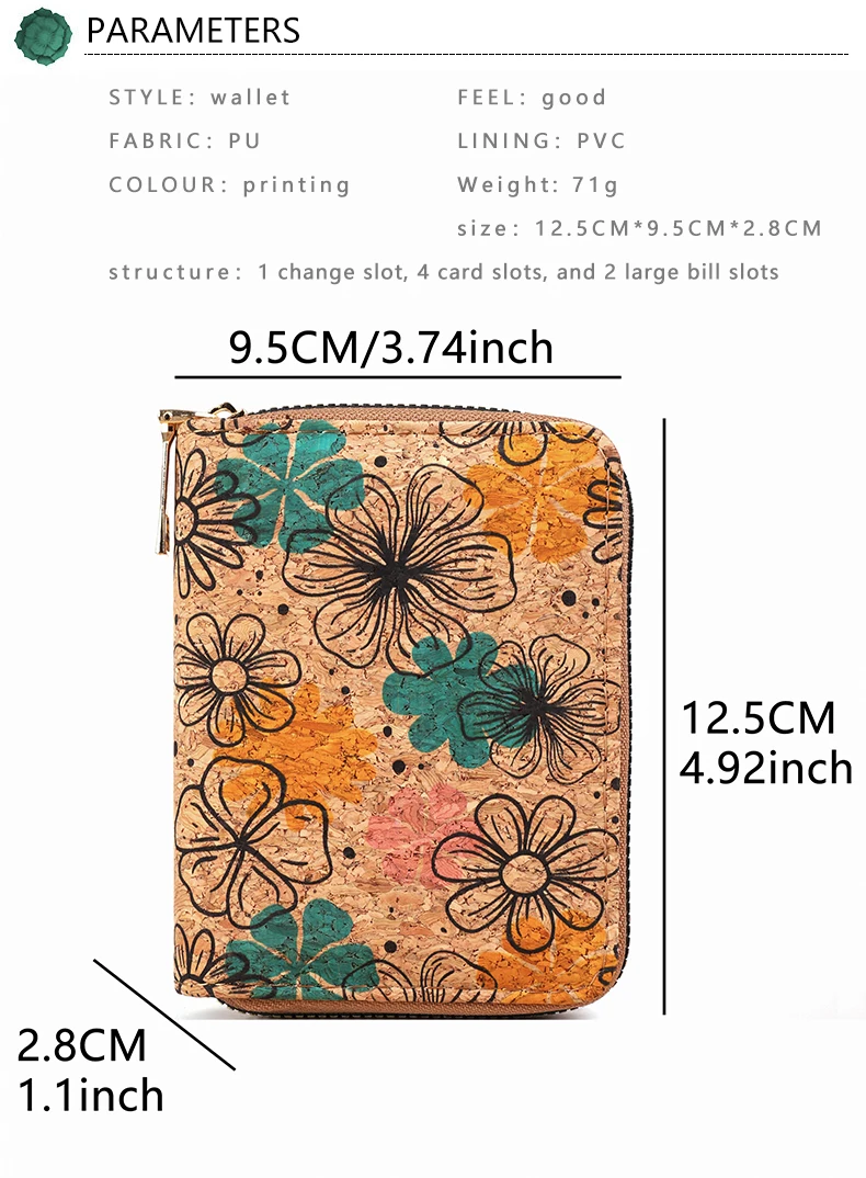 Cross border multifunctional Bohemian style short women's wallet, wood grain multi card slot wallet, large capacity portable car