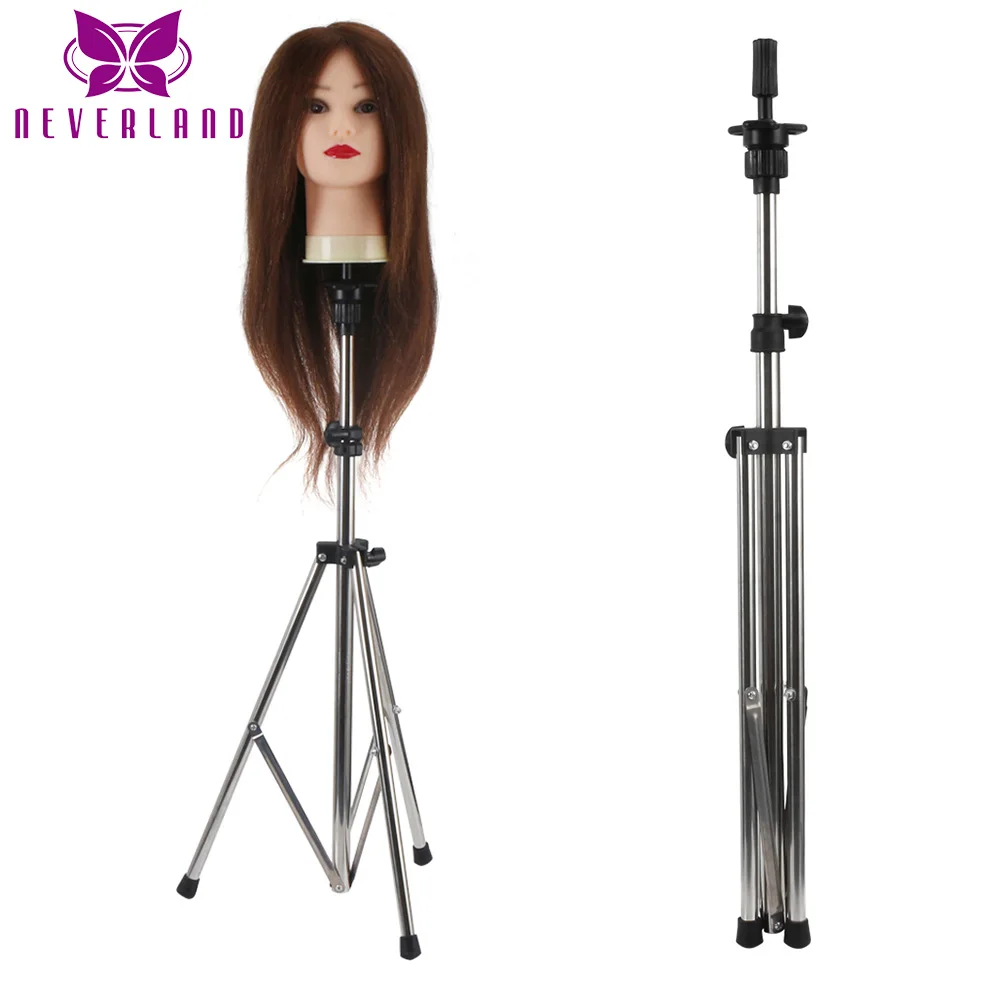 Aluminum Adjustable Long Tripod Stand Practice Hair Training Mannequin Head Holder Clamp Showed