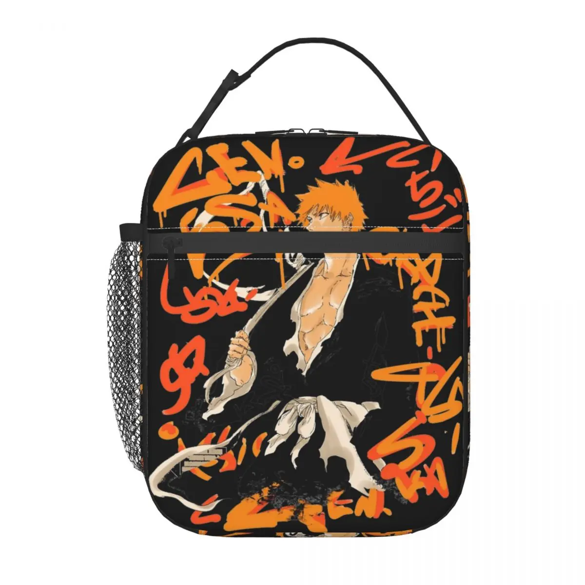 Bleach Ichigo Kurosaki Insulated Lunch Bags Cooler Bag Reusable Anime High Capacity Tote Lunch Box for Men Women Beach Picnic