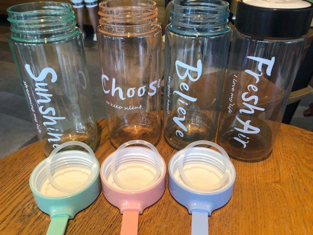 Portable Plastic Cup Creative Gift Water Cup Children Student Advertising Wheat Sports Fruit Lemon Juice Drinking Bottle plastic wine cups