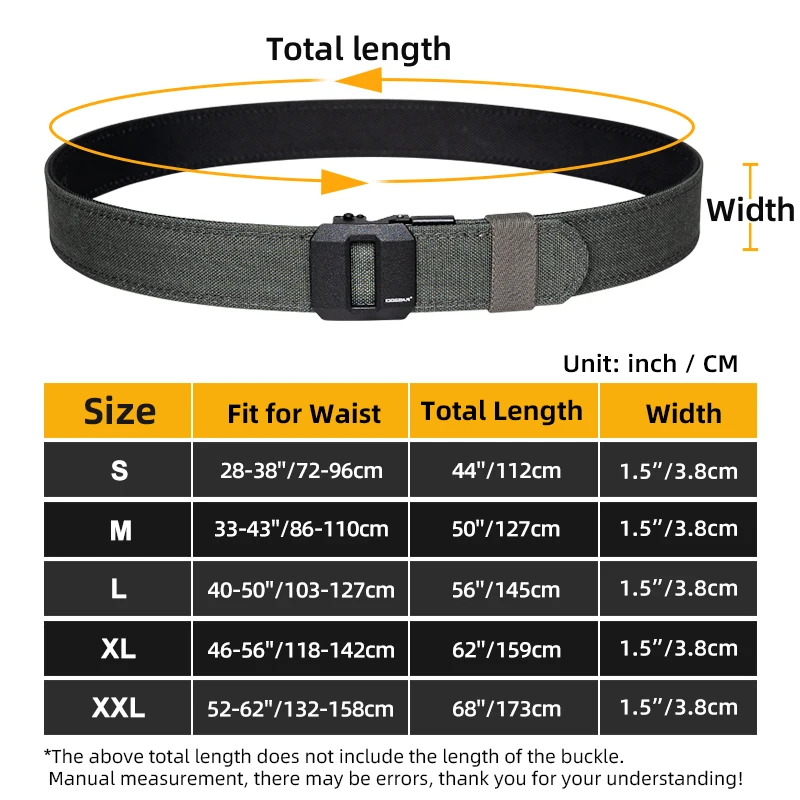 IDOGEAR 1.5 Inch Hard Tactical Belt w/ Metal Automatic Buckle 1000D Nylon Duty Belt Outdoor Girdle IPSC Accessories 3430