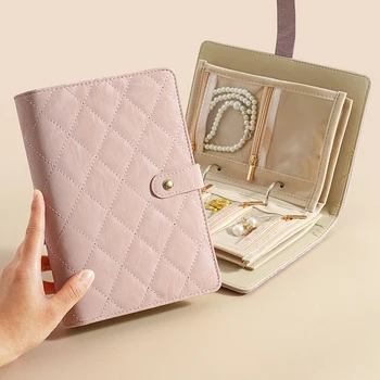 Astuccio da viaggio per gioielli, scatola portaoggetti per gioielli con custodia in velluto trasparente con cerniera, astuccio per gioielli in pelle PU, regalo per donna 1 pezzo