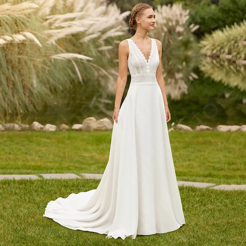 SHGUANMO Blue Lace Applique High Sexy Slit Beach Wedding Dress See