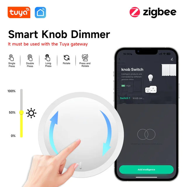 สวิตช์หมุนอัจฉริยะ SIXWGH Tuya ZigBee แบบไร้สาย ปุ่มควบคุมฉาก ปรับความสว่างได้ สำหรับเครื่องใช้ไฟฟ้าภายในบ้าน ระบบอัตโนมัติ ควบคุมระยะไกล 1