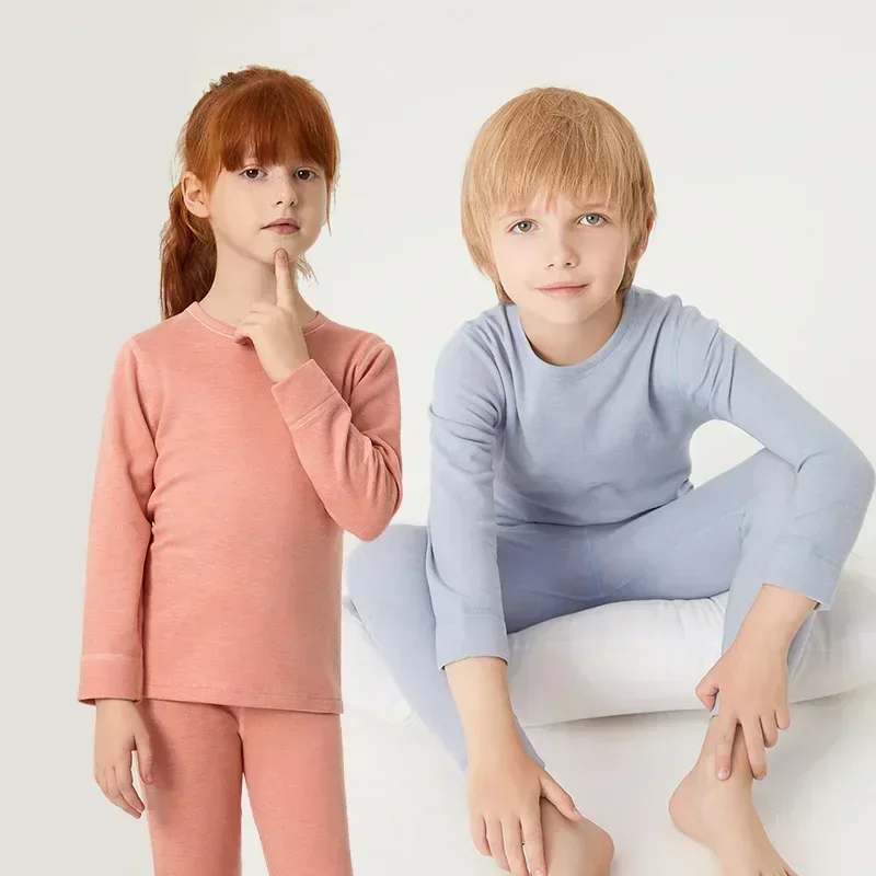 Baby Boys Girls Pajamas Winter Thermal Underwear Children's Clothing Sleepwear Wool Warm Pyjamas Sets For Kids 3 4 6 8 10 12 Yrs kids pajamas set kids pajamas pajama sets kids clothing set