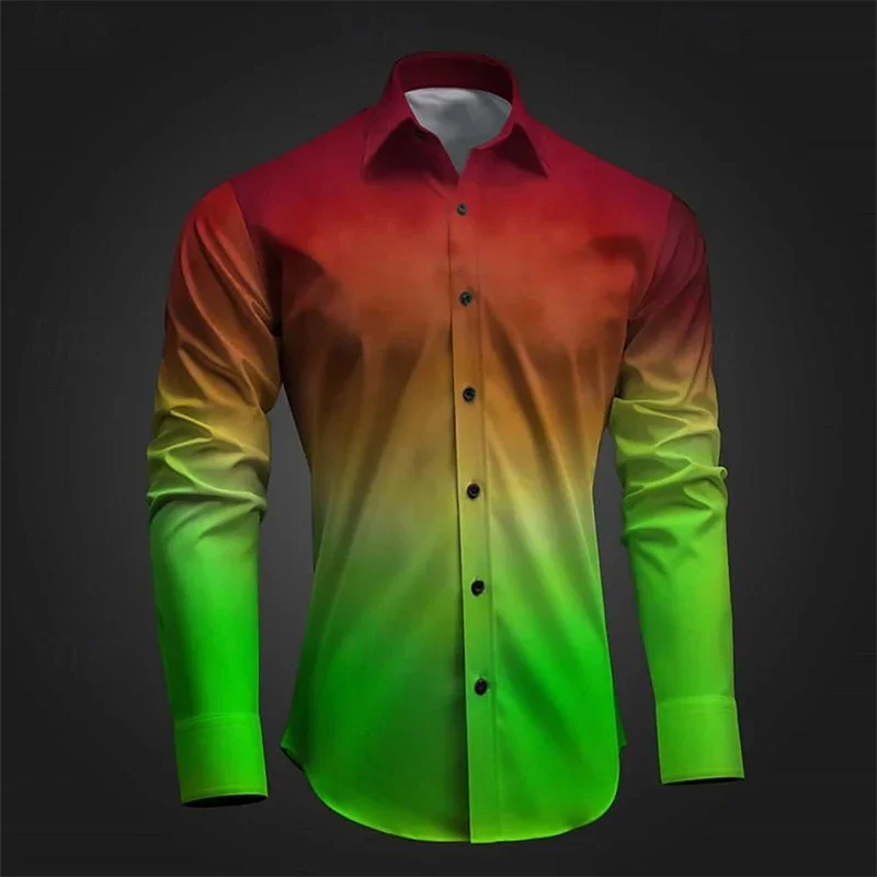 Men's shirt pattern shirt button print long sleeved clothing for daily outings V-neck fashion designer casual and breathable