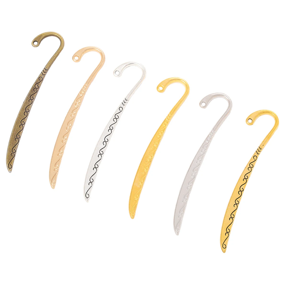 Breite Metall-Lesezeichen „Lucky Wave“ – Marque de Page in KC Gold, Kupfer, Bronze, Silber – Schmuck-DIY-Zubehör 82x16x2mm