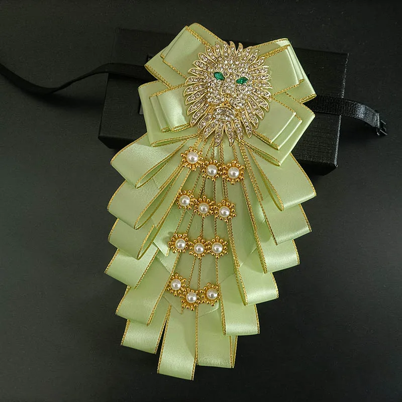 Original-Design Schleife mit Strass Löwenkopf-Brosche Handgefertigter Schmuck Geschenk für Männer und Frauen Hochwertige Hochzeits-Kragenblume Fliege – Detail 3