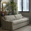 Nordic Wabi-Sabi Mid-Century Striped Linen Fabric Two-Three Seater Sofa, Detachable and Washable, Living Room Furniture 1
