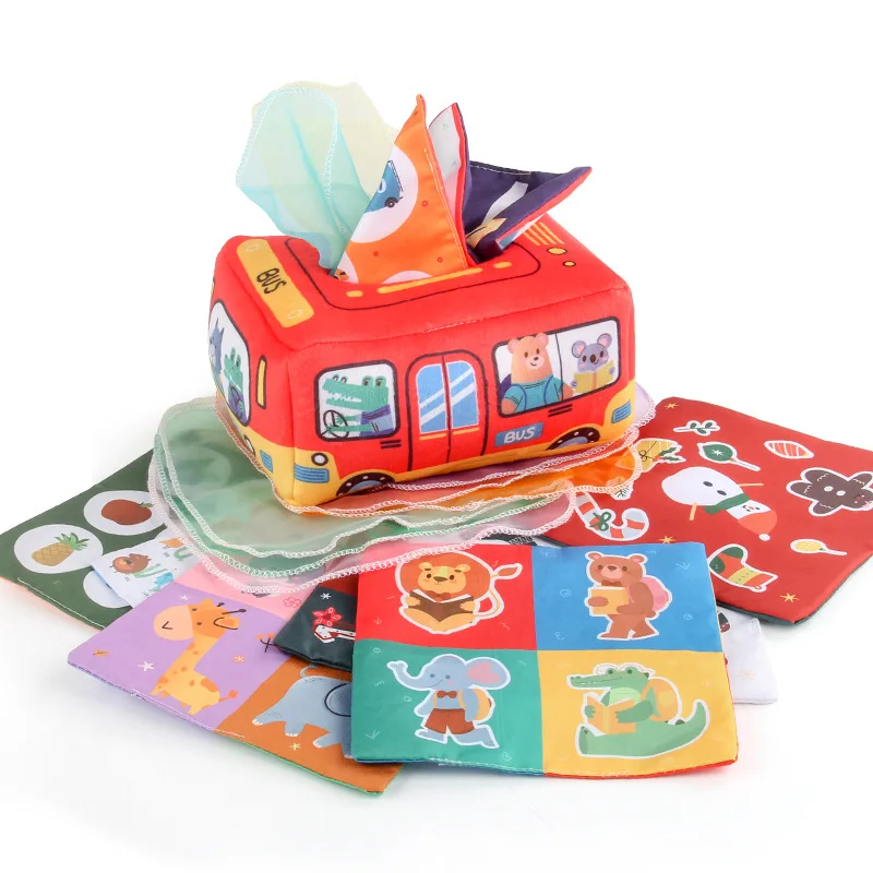 

Montessori Tissue Box Sensory Toys For Babies 6 12 Months Baby Motor Skills Development Toys Plush Tissue Box Baby Toys 1 Year