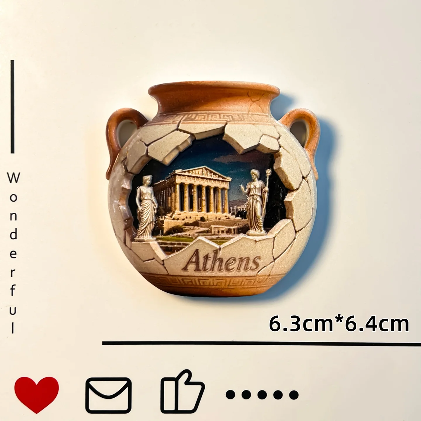 Athens Parthenon Scenic Pottery Bottle-Shape Fridge Magnet