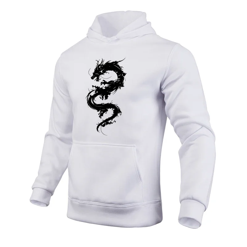 Men's Chinese Dragon Printed Hooded Sweatshirt