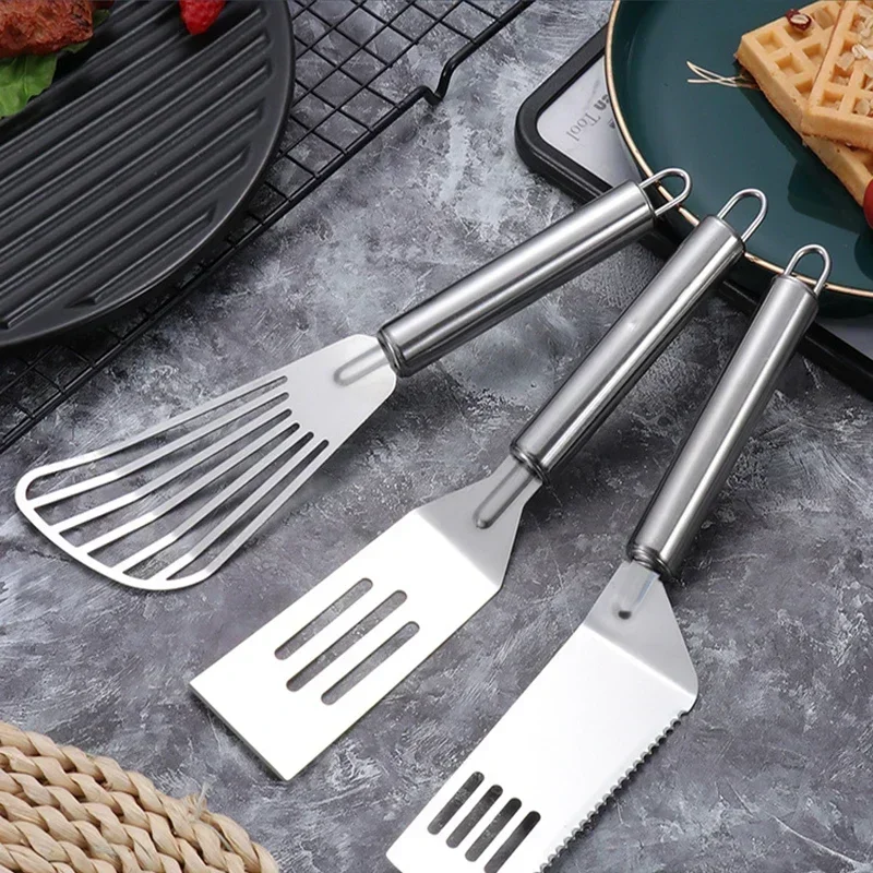 Description Picture 2 of itemStainless Steel Slotted Spatula Fish Flat Fish Steak Slice Frying Spatula Fish Turner Shovel Kitchen Supplies Cookware Cooking
