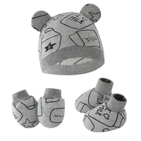 3pcs/set Cotton Newborn Cap with Anti Scratch Mittens and Foot Cover Infant Warm Headwear Baby Gloves with Socks Set 5