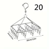 1PC stainless steel sock drying rack with multiple clips, rotating hook windproof clothes rack, sock drying rack, bra, underwear 5