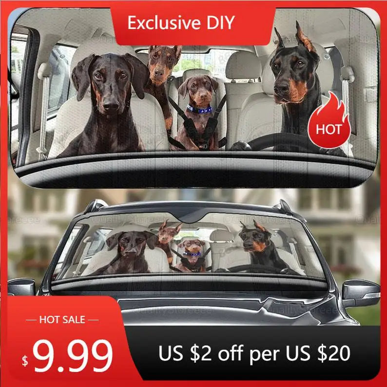 

Dobermann Family Car Sunshade, Dog Car Sun Shade, Dobermann Car Decoration, Dog Lover Gifts, Gift For Him, Dobermann Lover LNG29
