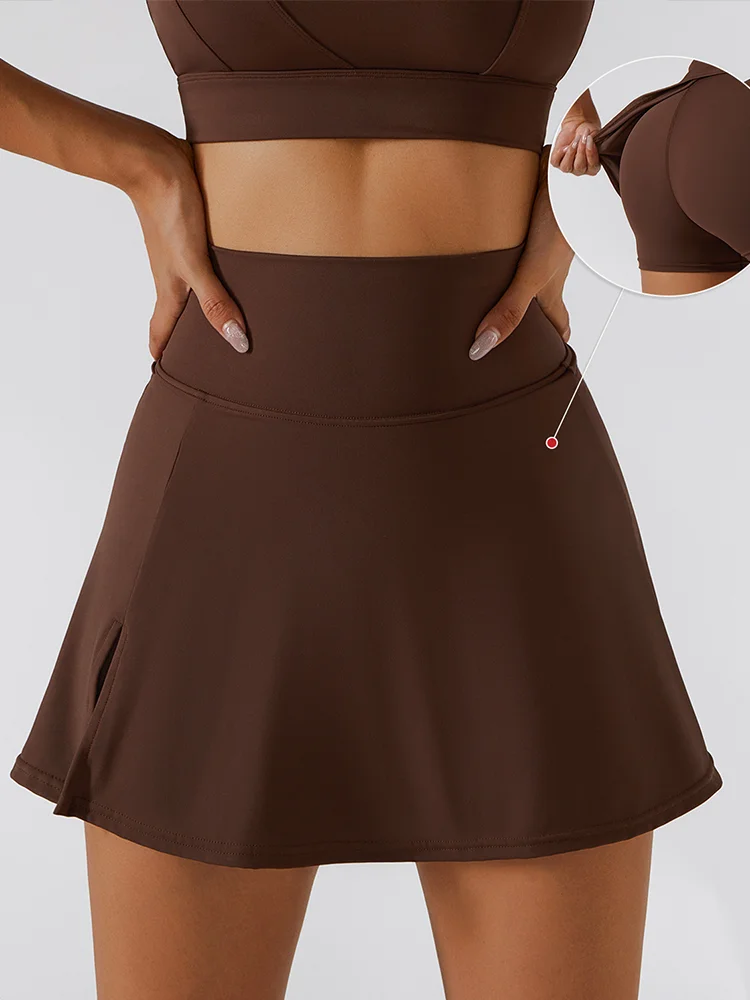 

2022 Women Sports Short Skirts Tennis Dance Fitness Yoga Quick Drying Solid Female Lining High Waist Running Short Sport Skort