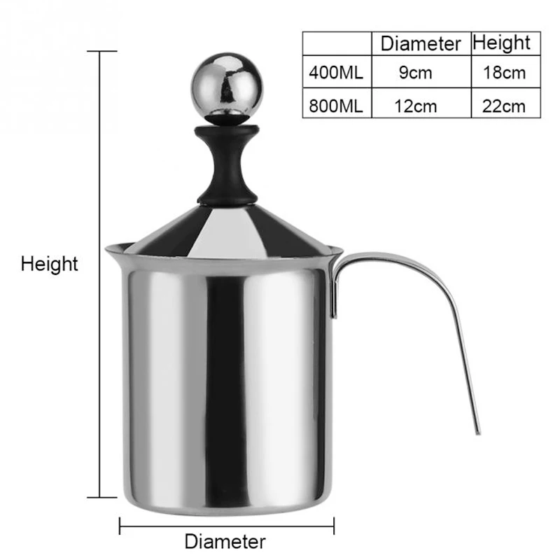 Manual Milk Frother 400/800ml Milk Creamer Stainless Steel Coffee Milk Frother for Cofffee Milk Jugs Egg Beater Kitchen Tools images - 6