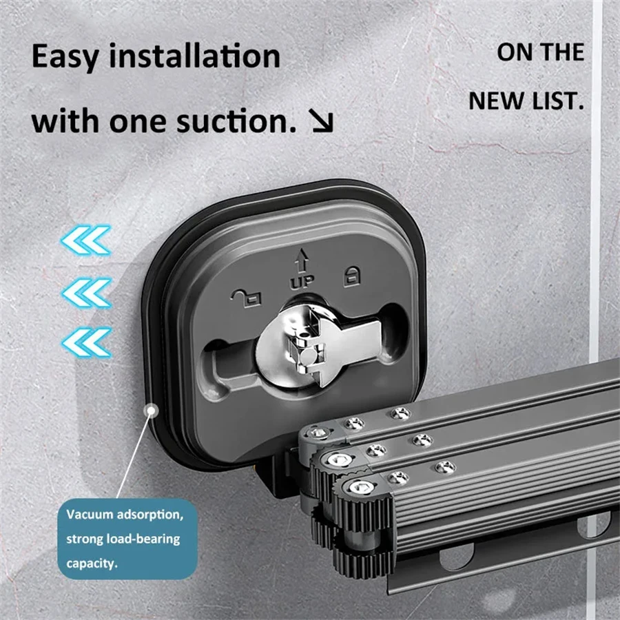 Suction Cup Retractable Cloth Drying Rack Household Wall Mount Laundry Drying Ra
