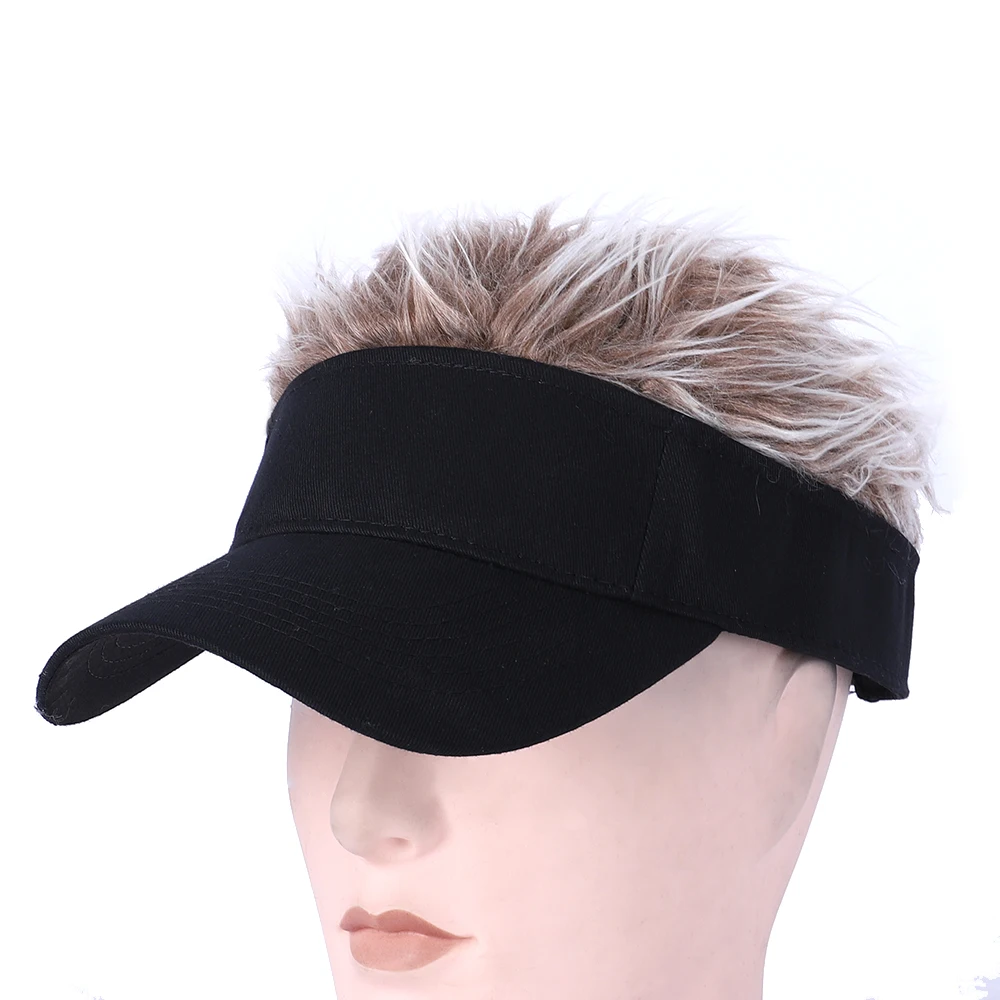 Baseball Cap with Fake Flair Hair Sun Visor for Men Women
