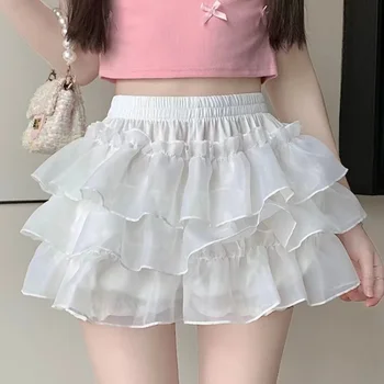 Y2k Patchwork Ruffles Pumpkin Pants Skirt 2026 Women Sweet Cake Skirts Korean Style Cute Short Skirt Anti-Light Walking Skirt 1