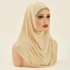 Foulard en chanvre de couleur unie pour femmes, prêt à l'emploi, couvre-cou, Hijabs de sport, châles et enveloppes islamiques sans épingle, nouvelle collection
