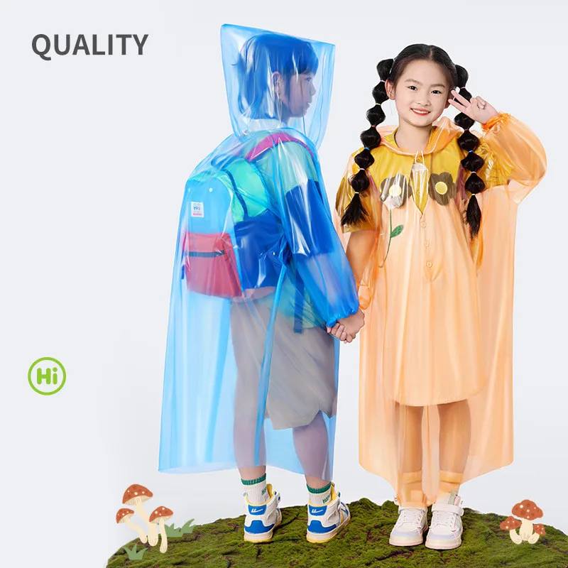 5PCS Children's Portable Raincoat Travel Outdoor Rainwear Waterproof Boys Girls Disposable Camping Rain Cover Travel Supplies