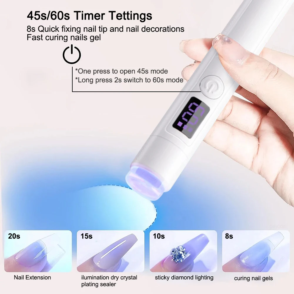 Nail Lamp Dryer Portable with Bracket Rechargeable UV Led Nail Lamp Quick Drying Light Handheld Manicure Lamp for Nails Gel Dry