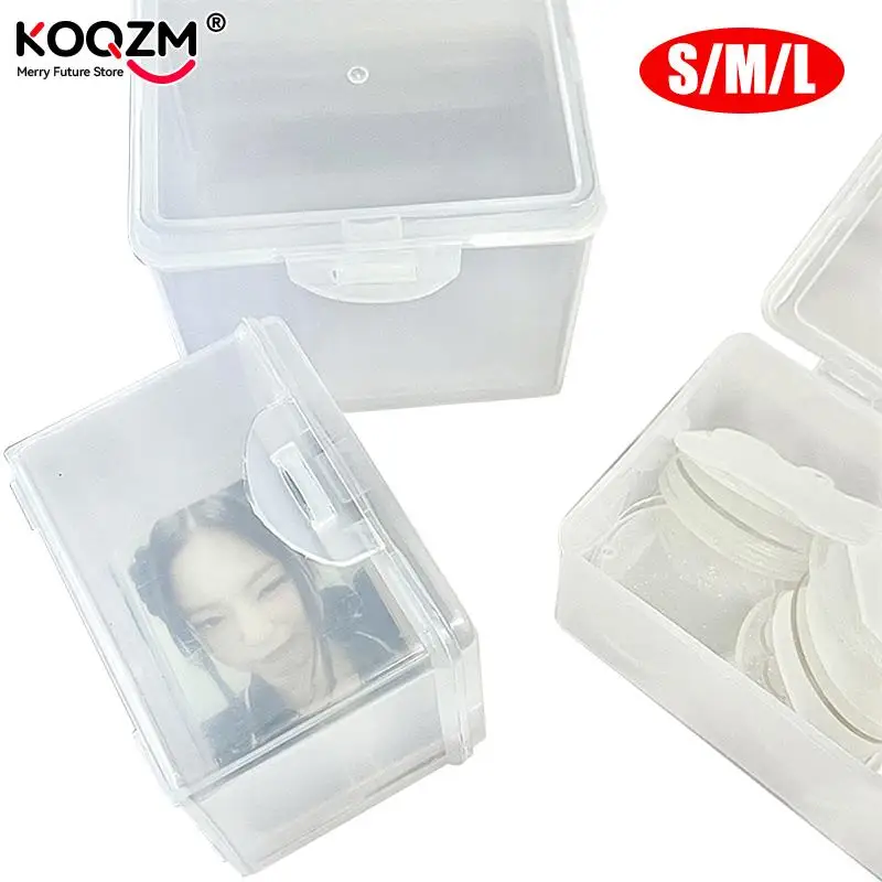 

Photocards Storage Box Transparent Stickers Korea Idol Card Holder Desk Storage Organizer Classification Box School Stationery