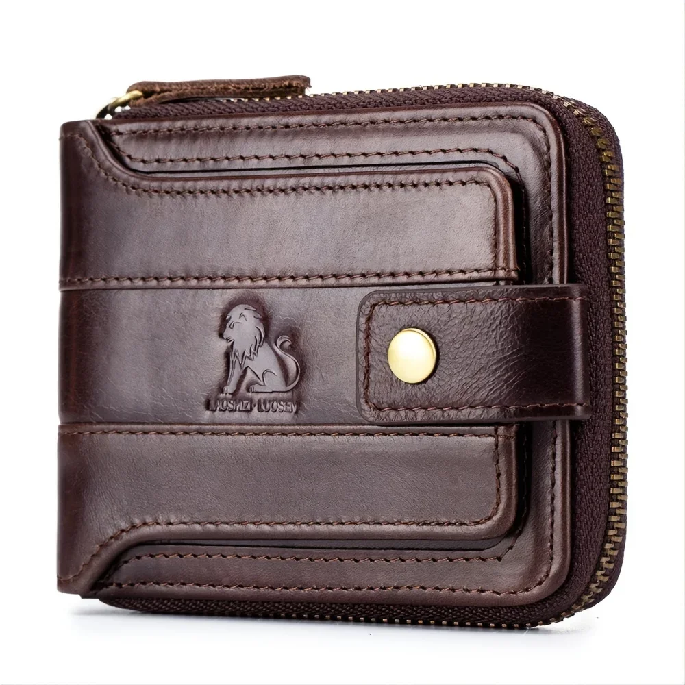 

Men's Wallet First-layer Cowhide Coin Purse, Genuine Leather Driver's License Bag Multi-card Slot Wallet, Anti-theft Brush
