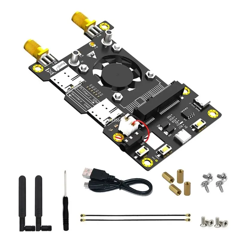 

Базовая шляпа модуля 3G LTE для модуля RaspberryPi 4/3/2 с охлаждающим вентилятором, Прямая поставка