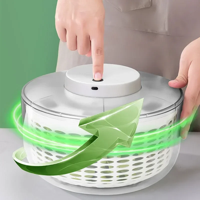 Electric Salad Spinner Vegetable Dehydrator Fruit Dryer Lettuce Drainer Dry and Wet Separation Draining Salad Kitchen Gadgets vegetable dryer
