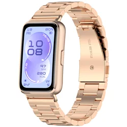 Stainless Steel Wristband Link Bracelet Strap for Smartwatch Accessories (Rose gold)
