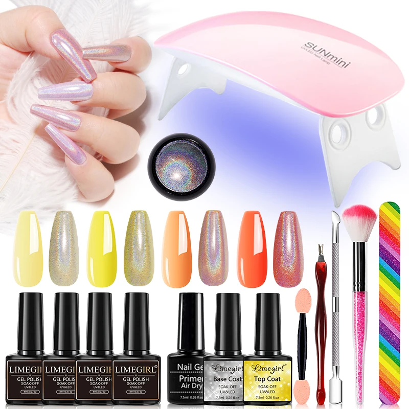 

Limegirl Manicure Kit Gel Nail Polish Semi-Permanent UV Varnish Soaked Gel Polish Nail Polish Kit Base Coat Professional Manicur