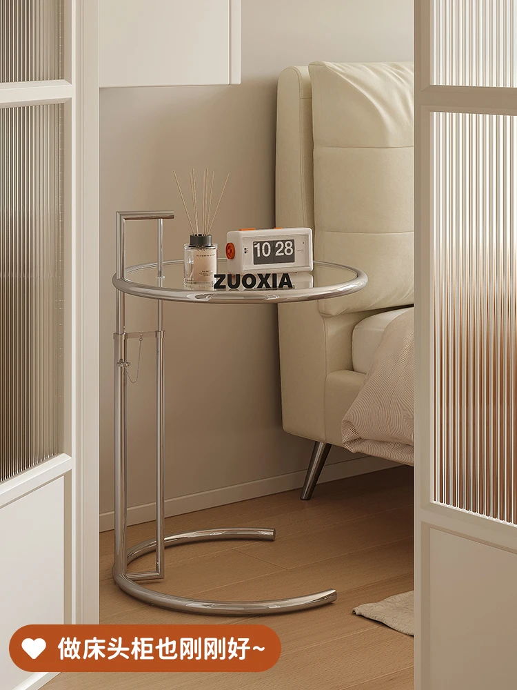 Lifting Coffee Table Stainless Steel Middle Ancient Glass Side Table Nordic Simple Modern Coffee Round Sofa Corner