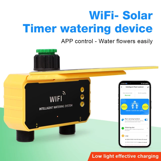 WIFI Solar Irrigation Timing Controller Smart Automatic Irrigation System for Garden Tap Valve Controller with Rain Sensor 1